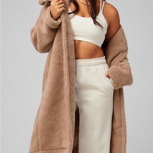 Fabletics Teddy Long Coat - waffle cone
